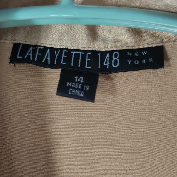 Lafayette 148 New York | 100% Silk Gold Button Down Blouse Size 14 - Picture 5 of 8